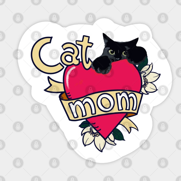 Black Cat Mom Tattoo Sticker by TAP4242